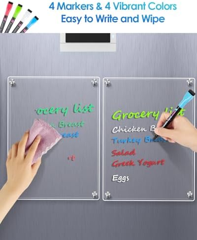 MaxGear 12x8 Clear Acrylic Magnetic Whiteboard for Fridge