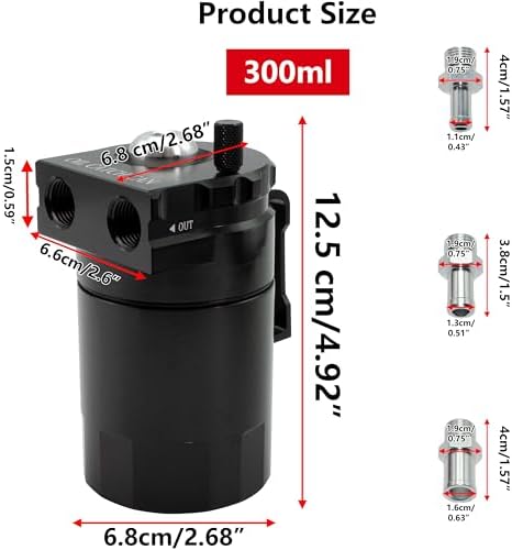 YIEXOVA Oil Separator Collection Tank 300ml Universal Aluminum Black