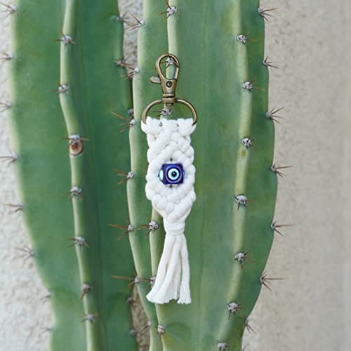 Boho Macrame Keychain with Evil Eye Charm