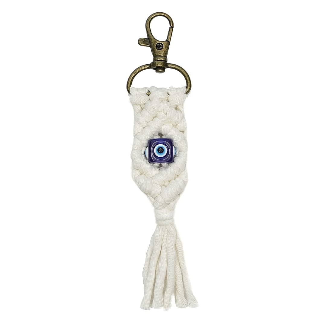Boho Macrame Keychain with Evil Eye Charm