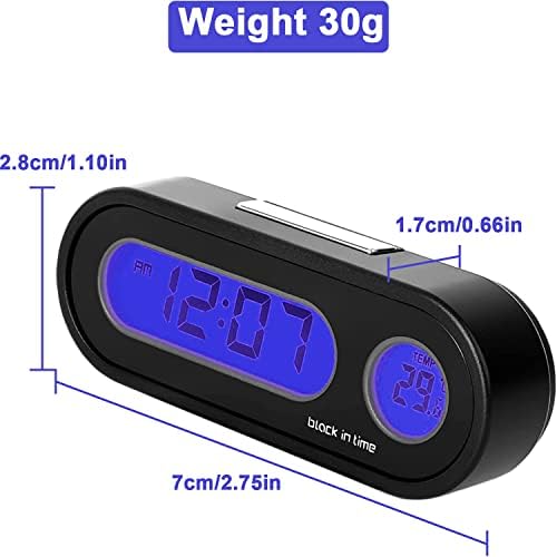Fahrenheit Temperature Car Clock with Blue Backlight 2-in-1