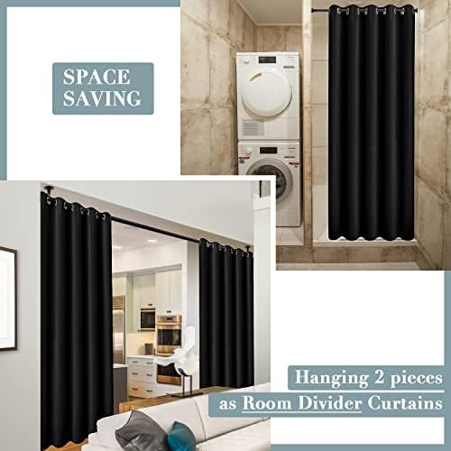 PANELSBURG 80 Inch Floor Length Sliding Curtains Black