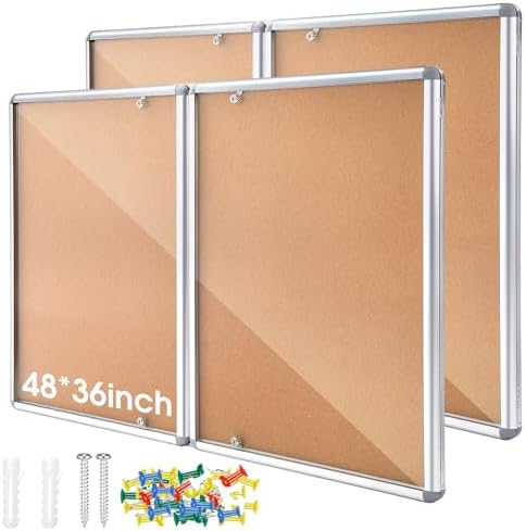 2 Pack Lockable Enclosed Bulletin Board 48x36 Inches