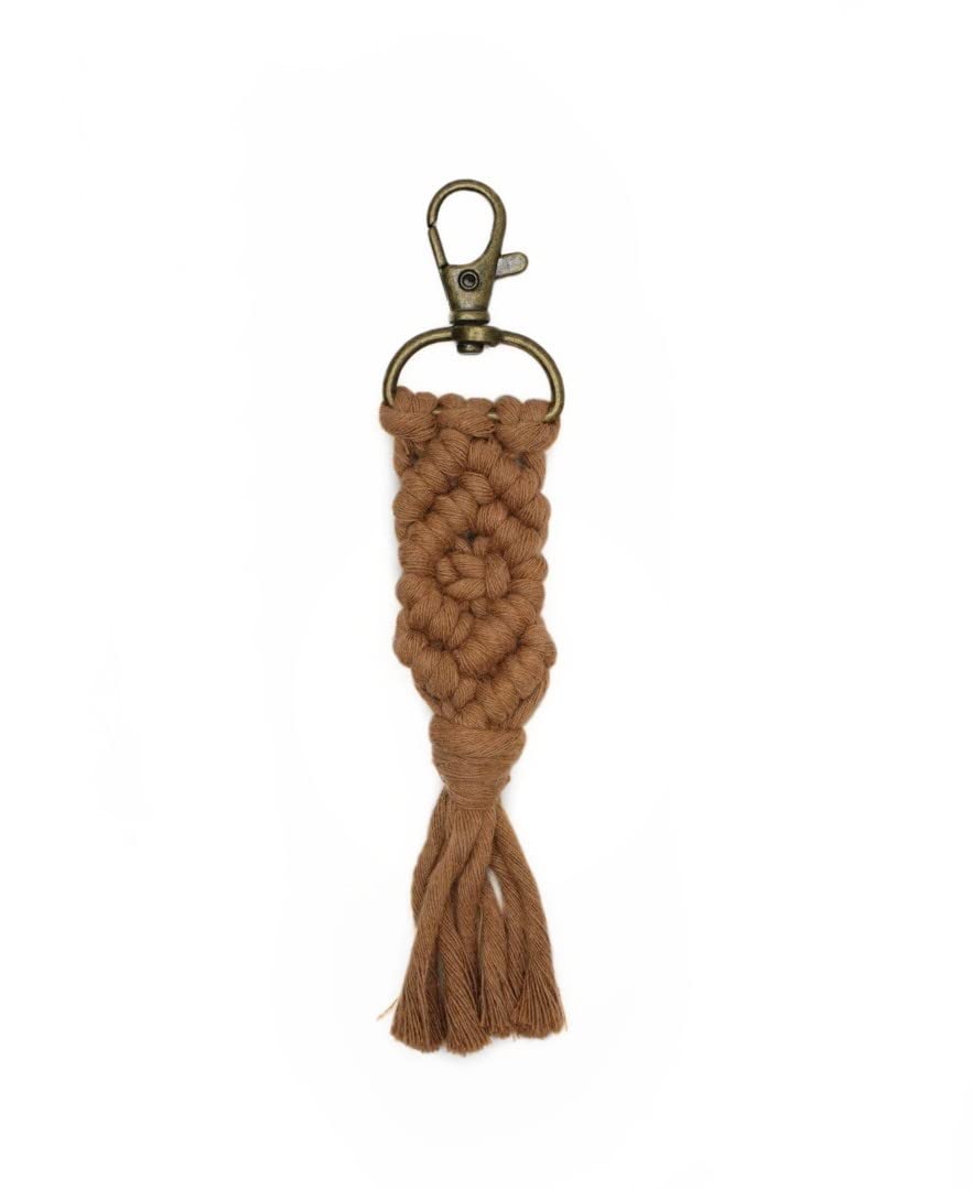 Macrame Keychain Boho Handmade Caramel