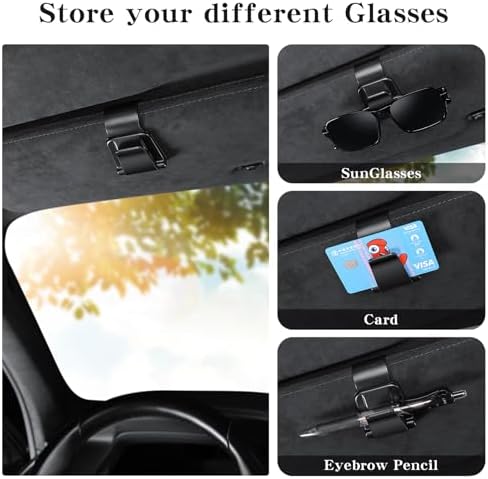 2 Pack 2 in 1 Sunglass Holder for Car Visor