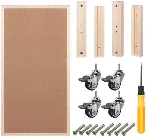 Double Sided Cork Board with Wheels 24 x 47 Inch