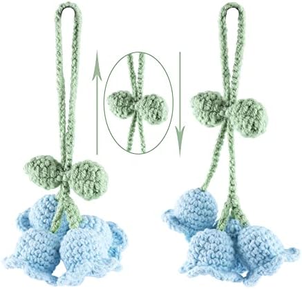 Mirror Hanging Car Keychain Cute Lily of the Valley Blue