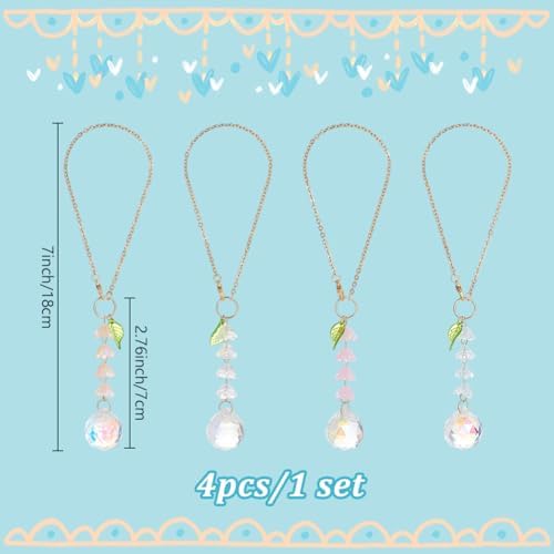 DELORIGIN 4pcs Crystal Lily of the Valley Car Charm Pendant Set