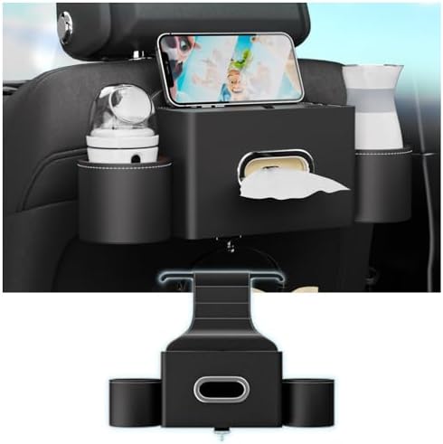 K LAKEY Seat Back Organizer with 2 Cup Holders and Hook
