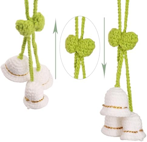Cute Crochet Orchid Mirror Ornament for Car Decorations