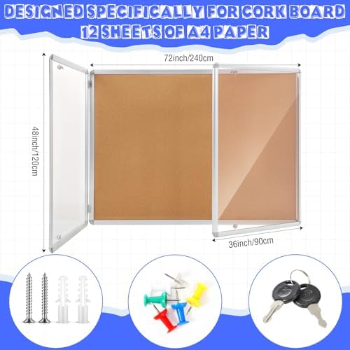 2 Pack Lockable Enclosed Bulletin Board 48x36 Inches