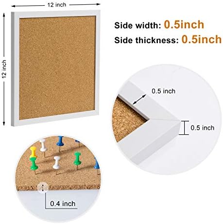 AkTop 12x12 White Framed Corkboard 4 Pack