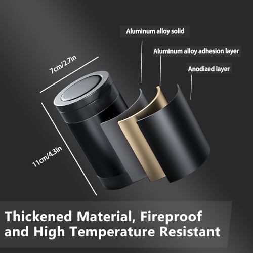 Car Ashtray with LED Light and Lid Smokeless Durable Portable Black