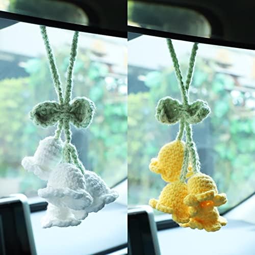 Mirror Hanging Car Keychain Cute Lily of the Valley Blue