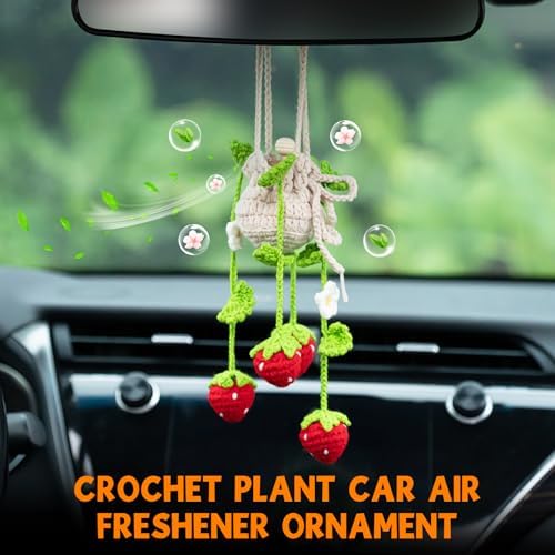 Rislobx Crochet Car Air Freshener Strawberry Decor