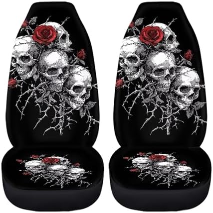 Bulopur Gothic Skull Car Seat Covers Front Set