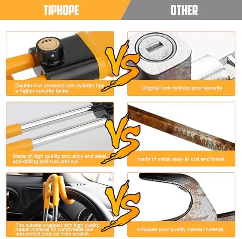 TIPHOPE Heavy Duty Car Steering Lock Anti-Theft Device