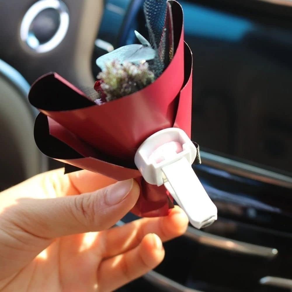 Pink Mini Dried Flowers Bouquet for Car Air Vent Clips