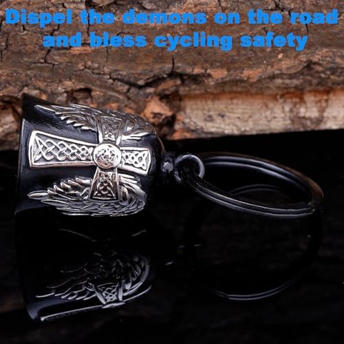 Motorcycle Bells for Men - Stainless Steel with Celtic Cross Design