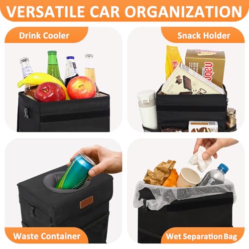 Vankor Car Trash Can Bin with Lid Hanging for Back Seat
