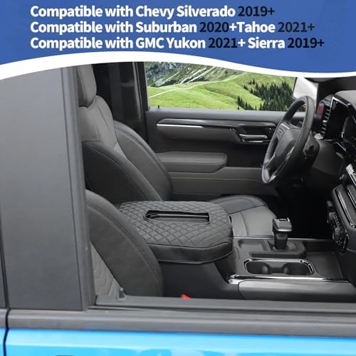 RT-TCZ Black Center Console Armrest Pad for Chevy Silverado 2019 Up