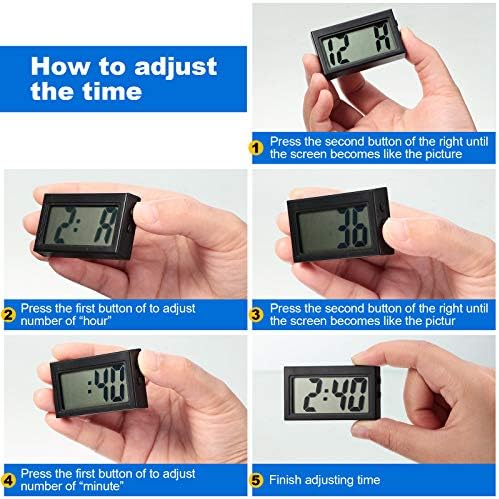 Frienda 3 Piece Mini Digital Clock Stick On Car Dashboard Fridge Black