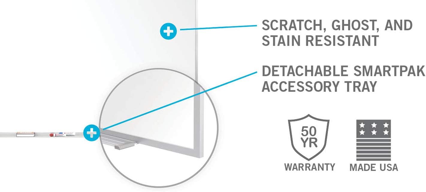 Ghent 4 x 10 Porcelain Magnetic Whiteboard with Frame