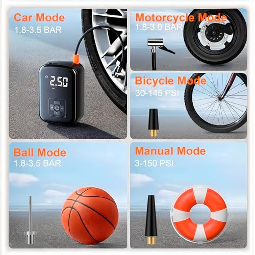 Portable Tire Inflator with 150 PSI Digital Gauge
