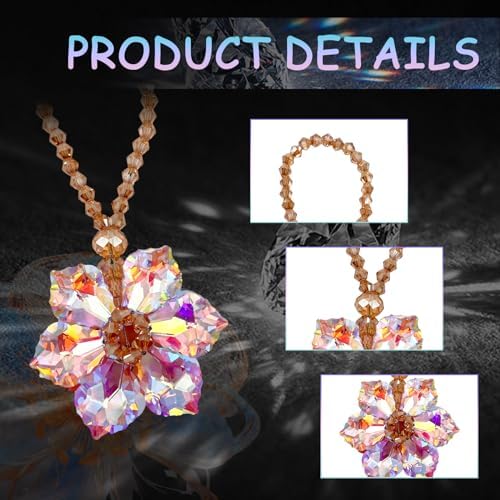Crystal Flower Car Hanging Ornament - Pink Sun Catcher Keychain