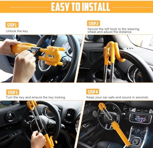 TIPHOPE Heavy Duty Car Steering Lock Anti-Theft Device