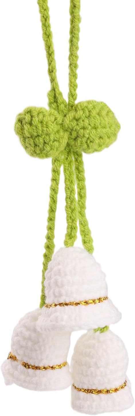 Cute Crochet Orchid Mirror Ornament for Car Decorations