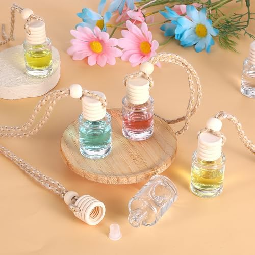 50pcs Cylindrical Empty Glass Air Freshener Bottle with Wooden Cap and String