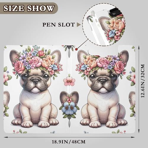 French Bulldog Flower Crown Clipboard A4 Size Waterproof Folder