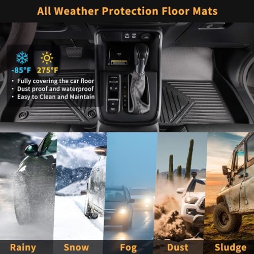 GINOWY Floor Mats for Honda Ridgeline 2017-2025 Black