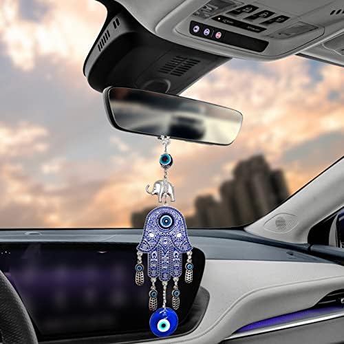 KEVWR Evil Eye Car Hanging Ornament with Tassel