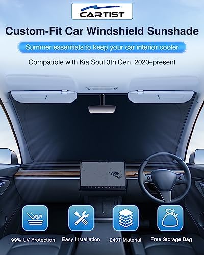 Cartist 5-Layer Windshield Sunshade for Kia Soul 2020-2024 2025