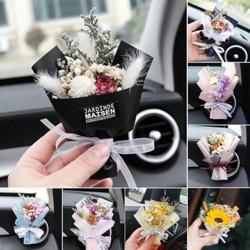 Blue Mini Dried Flower Car Air Freshener Vent Clip