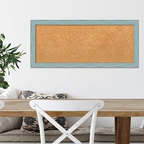 Amanti Art 14x32 Corkboard with Blue Wood Frame