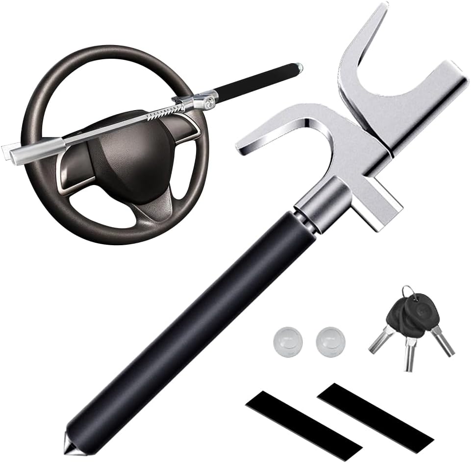 Heavy Duty Steering Wheel Lock with 3 Keys and Breakaway Tip