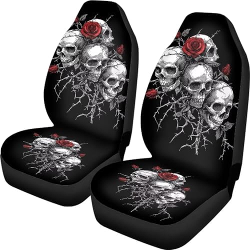 Bulopur Gothic Skull Car Seat Covers Front Set