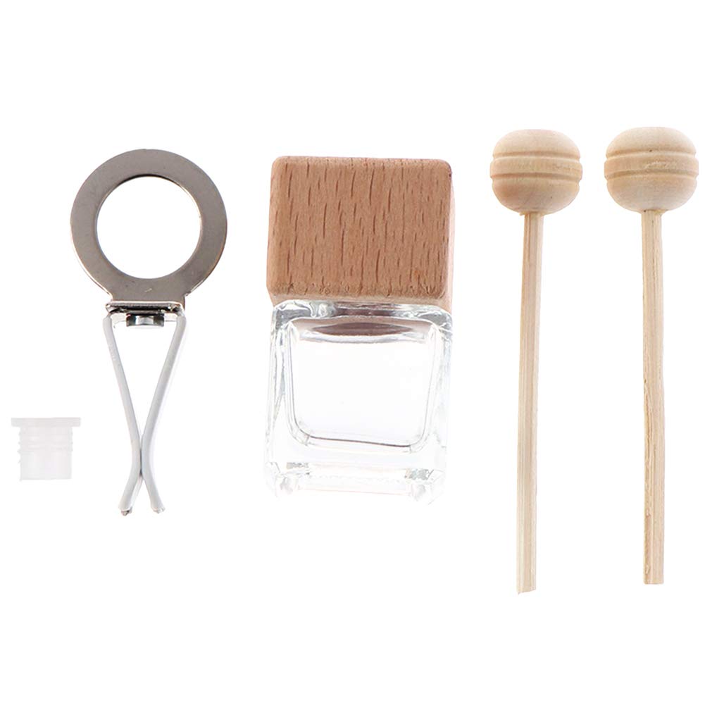 10 Pack Clear Glass Air Freshener Diffuser with Clip and Wooden Caps