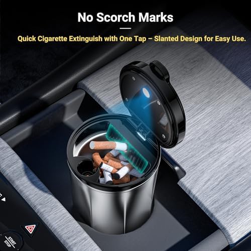 Car Ashtray with Lid and LED Light