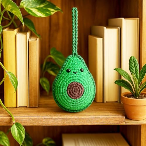 Handmade Crochet Avocado Ornament - Multi Use Amigurumi Decoration