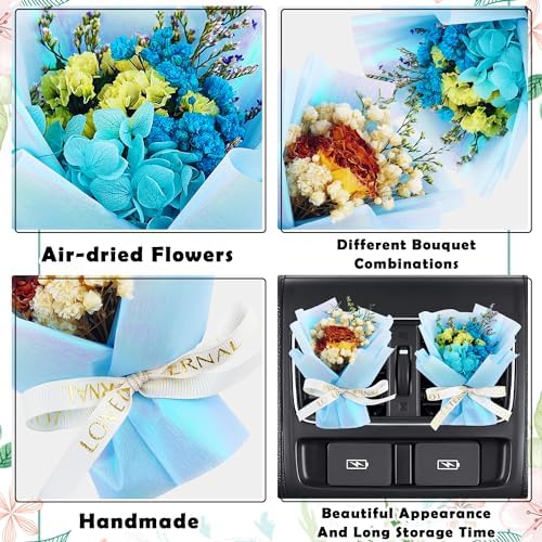 Square John Flower Clips For Car Vent 2pcs Dried Flower Set Blue