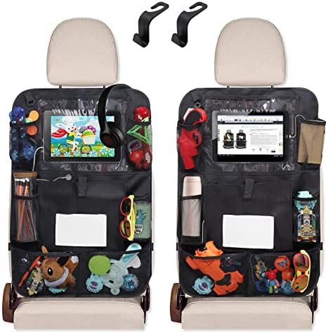 2 Pack Car Backseat Organizer with Tablet Holder and Tissue Box Pockets