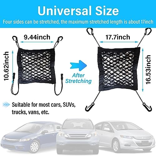 Kewucn 2 Layers Car Mesh Organizer with Elasticity