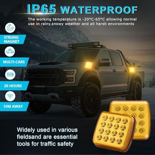 Markstor Wireless LED Road Flares Amber Emergency Strobe Lights