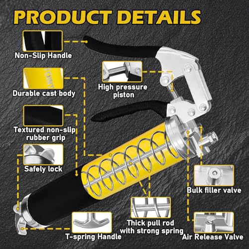 15 Pcs Versatile Grease Gun Kit with 7000 PSI Leak-Proof Spray
