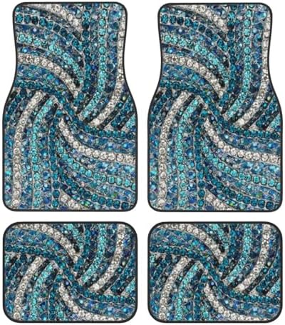Bohemian Silver Grey Turquoise Blue Car Floor Mats 4-Piece Set