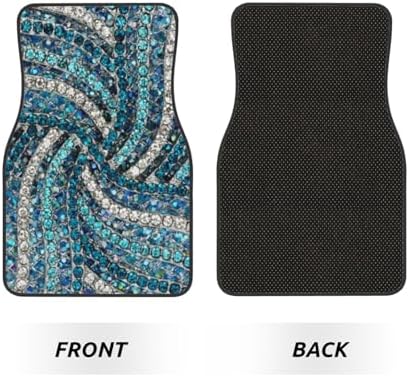 Bohemian Silver Grey Turquoise Blue Car Floor Mats 4-Piece Set